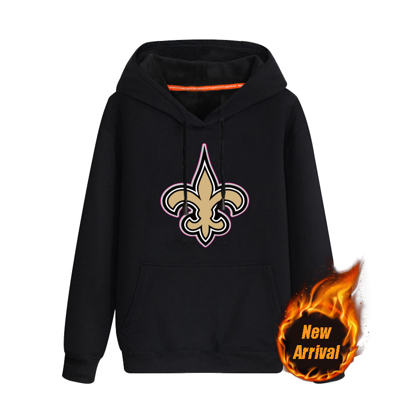 Men's New Orleans Saints Black 70％cotton 30％polyester Cashmere Thickening version NFL Hoodie
